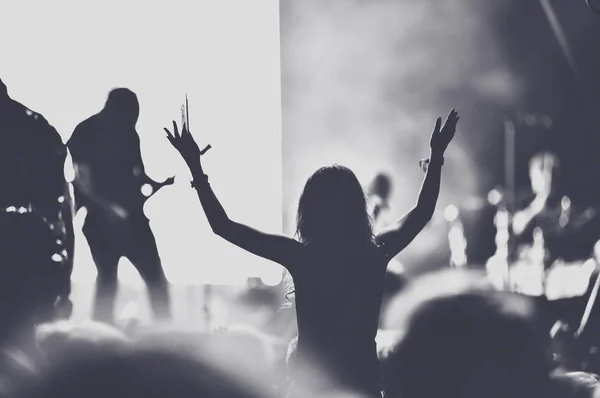 Nsanlar Kaldırdı Kollarını Konserde Parti Tonlu Görüntü — Stok fotoğraf