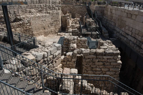Ruins Ophel Walls Place First Second Temple Complex Located Jerusalem — Stock Photo, Image