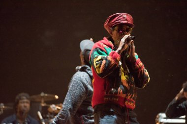 Bontida, Romanya - 18 Temmuz 2018: Damian Marley, dört kez Grammy Ödülü kazandı ve reggae efsane Bob perfoming elektrik kale Festivali canlı konser oğlu