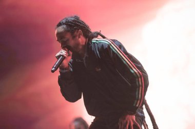 Bontida, Romanya - 18 Temmuz 2018: Damian Marley, dört kez Grammy Ödülü kazandı ve reggae efsane Bob perfoming elektrik kale Festivali canlı konser oğlu