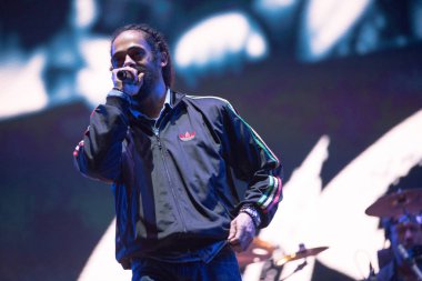 Bontida, Romanya - 18 Temmuz 2018: Damian Marley, dört kez Grammy Ödülü kazandı ve reggae efsane Bob perfoming elektrik kale Festivali canlı konser oğlu