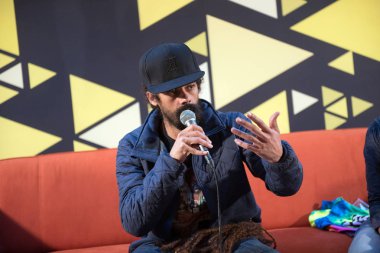 Bontida, Romanya - 18 Temmuz 2018: Reggae efsane ve dört kez Grammy Ödülü kazandı, Damian Marley bir basın toplantısı elektrik Castle Festivali'nde konser sonra katılır