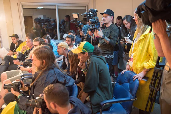 Bontida Romania Luglio 2018 Fotografi Cameraman Presenti Una Conferenza Stampa — Foto Stock