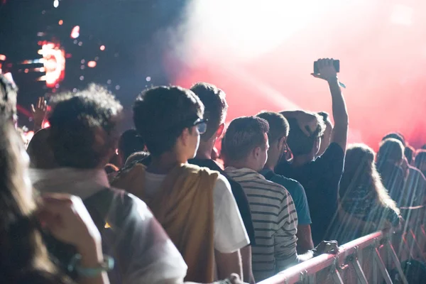 Bontida Rumania Julio 2018 Multitud Personas Fiesteras Bailando Durante Concierto —  Fotos de Stock