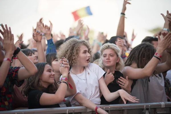 Bontida Romania Luglio 2018 Una Folla Fan Allegri Che Ballano — Foto Stock