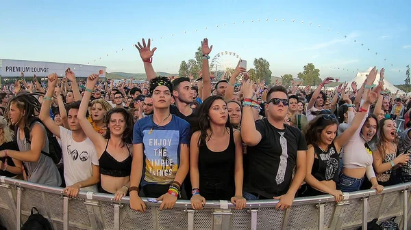 Bontida Romania July 2018 Crowd Cheerful Fans Dancing Partying Subcarpati — Stock Photo, Image