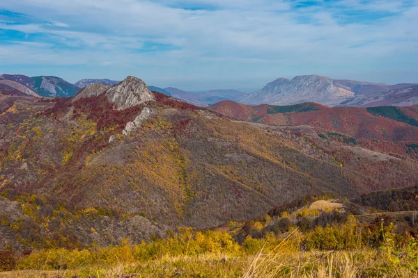 Autumn Scene Transylvanian Alps Romania Colorful Foliage Forest Countryside Hills — Stock Photo, Image