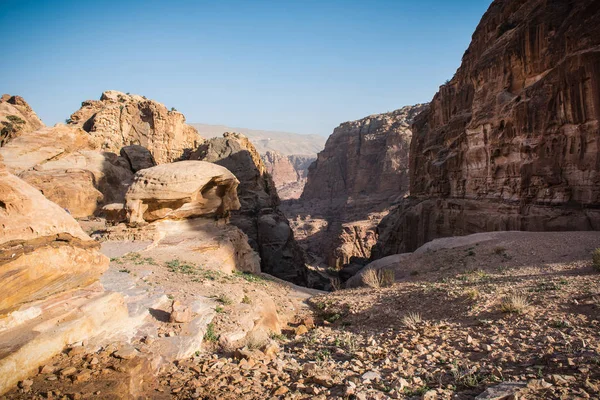 Fornlämningar Nabateanska Staden Petra Jordanien — Stockfoto