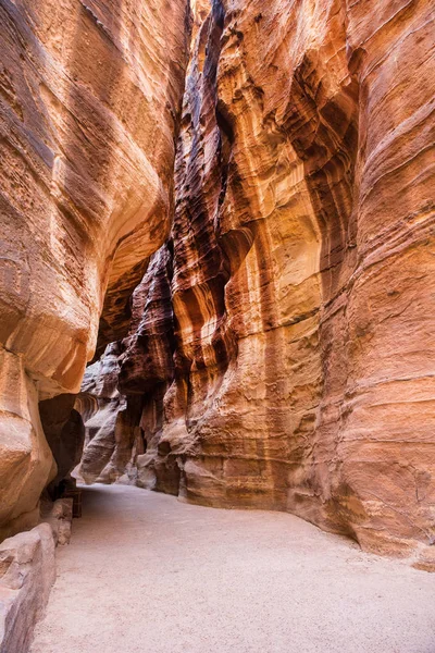 Siq Antika Canyon Vägen Till Statskassan Petra Jordanien — Stockfoto