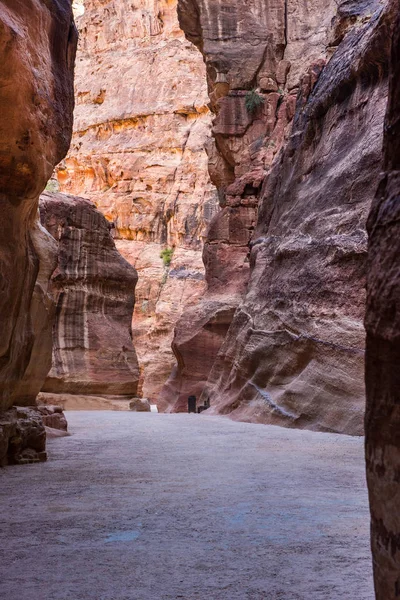 Der Siq Uralter Canyon Auf Dem Weg Zur Schatzkammer Petra — Stockfoto