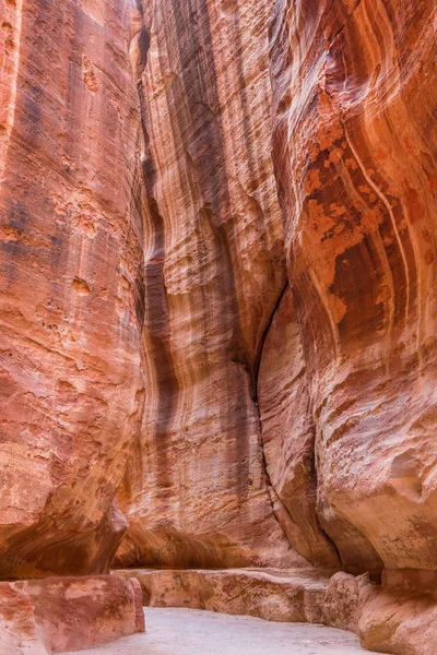 Siq Antika Canyon Vägen Till Statskassan Petra Jordanien — Stockfoto