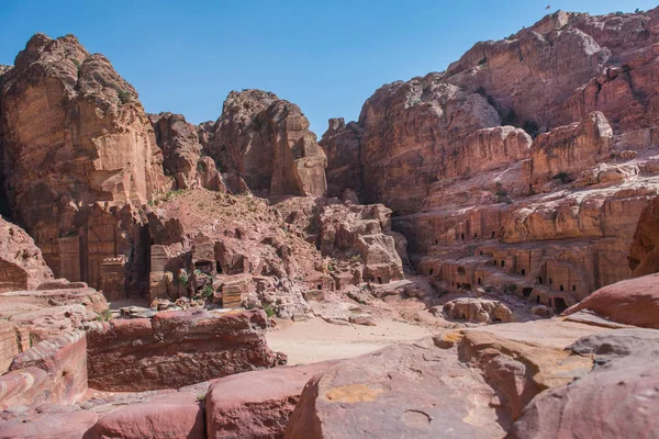 Fornlämningar Nabateanska Staden Petra Jordanien — Stockfoto