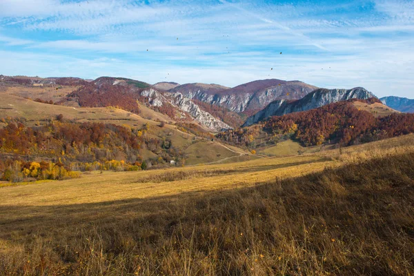 Осенняя Сельская Панорама Гор Лес Красочной Листвы Трансильвания Румыния — стоковое фото