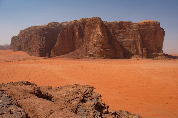 Arid landscape in Wadi Rum desert, Jordan