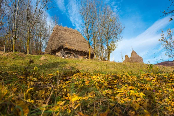 Verlassenes Haus Den Bergen Bunter Herbstwald — Stockfoto
