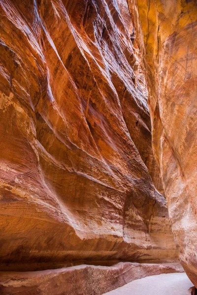 Siq Antika Canyon Vägen Till Statskassan Petra Jordanien — Stockfoto