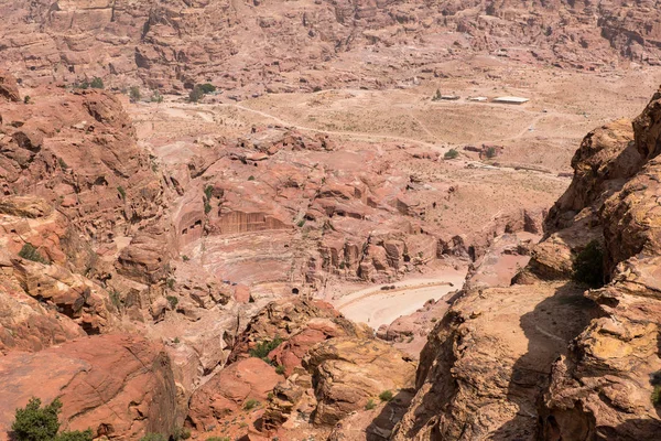 Amphithéâtre Petra Dessus Vue Depuis Haut Lieu Sacrifice Jordanie — Photo