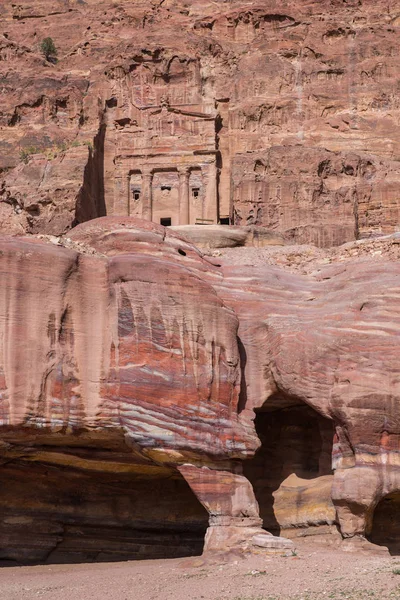 Nabatean Mezarlar Antik Kentin Petra Ürdün — Stok fotoğraf