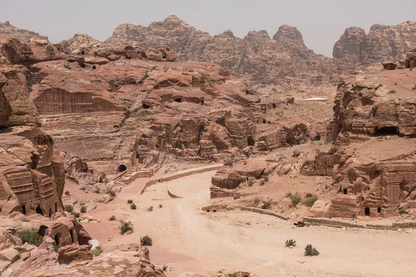 Petra Amfiteater Ovanför Vyn Från Hög Plats Offret Jordanien — Stockfoto