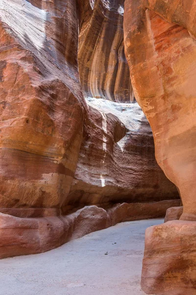 Siq Antika Canyon Vägen Till Statskassan Petra Jordanien — Stockfoto