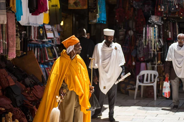 Jerusalem Israel May 2018 Ethiopian Orthodox People Selling Religious Objects — Stock Photo, Image