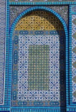 Renkli mozaik detay kubbe Rock, Temple Mount, Kudüs, İsrail