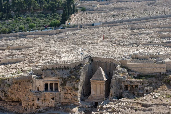 Tomb of Prophet Zechariah in the Kidron Valley, Jerusalem, Israel. Mount of Olives Jewish cemetery in the background