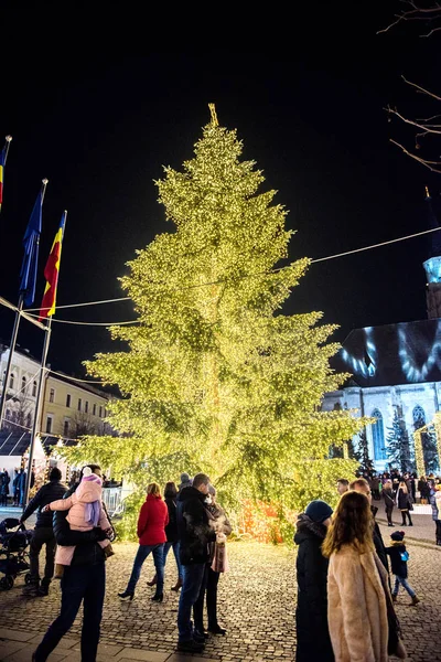 Cluj Napoca Ρουμανία Δεκεμβρίου 2017 Χαρούμενα Άτομα Απολαμβάνουν Χριστούγεννα Στην — Φωτογραφία Αρχείου