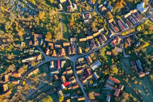 Imagen Aérea Pueblo Transilvania Rumania —  Fotos de Stock