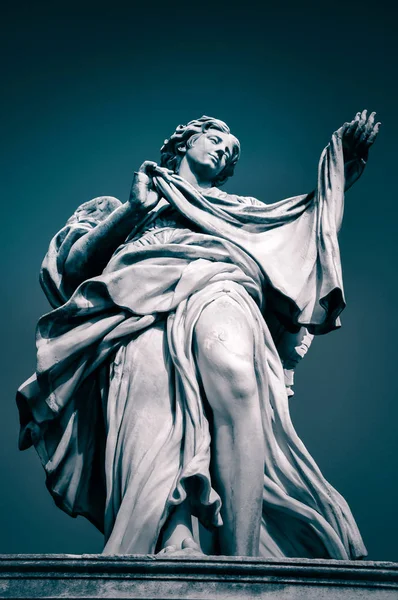 Estátua Anjo Com Sudário Veronica Veil Ponte Sant Angelo Roma — Fotografia de Stock