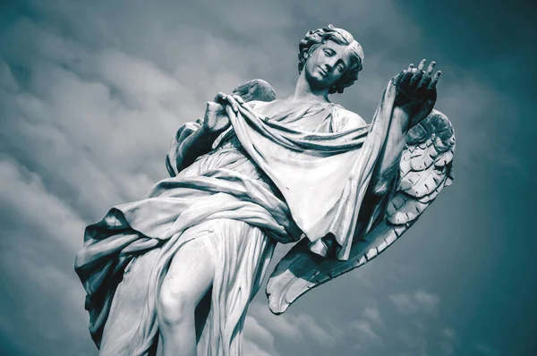 Estatua Ángel Con Sudario Velo Verónica Ponte Sant Angelo Roma — Foto de Stock