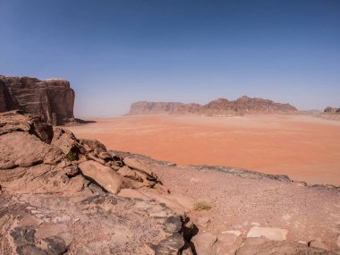 Jordan, Orta Doğu Wadi Rum çölde geniş açı çekim