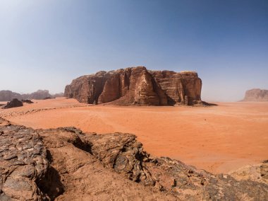 Jordan, Orta Doğu Wadi Rum çölde geniş açı çekim