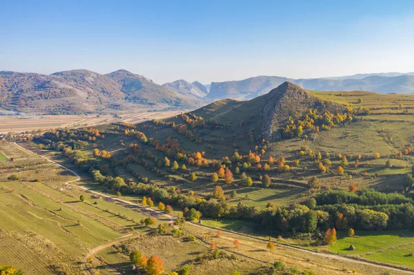 Luftige Herbstliche Landschaft Blick Von Einer Drohne Aus — Stockfoto