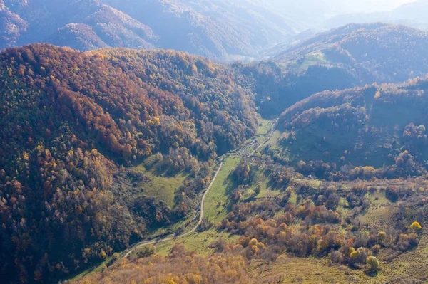 Autumn Countryside Aerial Drone Image Transylvania Romania — Stock Photo, Image