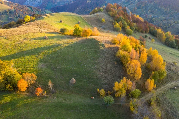 Aerial Drone Shot Autumn Scenery Transylvania Romania — Stock Photo, Image