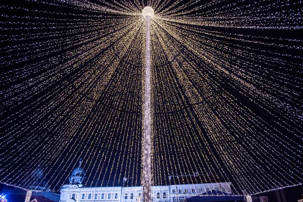 Achtergrond Van Kerstverlichting Stad — Stockfoto