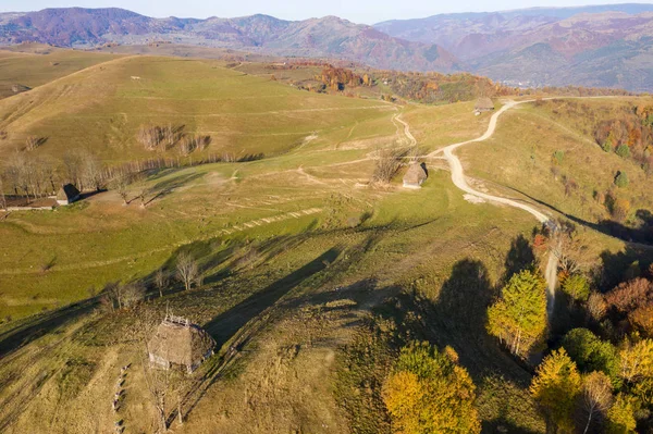 Fotografie Aeriană Toamnă Unei Ferme Cămin Munții Apuseni Vedere Dronă — Fotografie, imagine de stoc