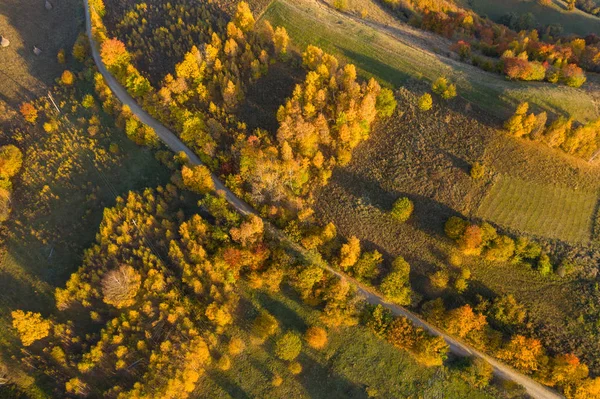 Drone Aéreo Filmado Cenários Outono Transilvânia Romênia — Fotografia de Stock