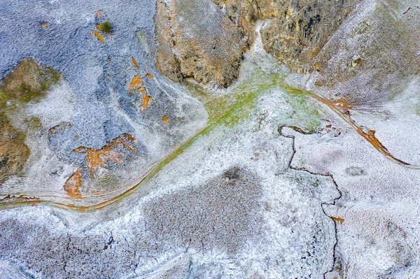 Vista Aérea Del Patrón Natural Abstracto Paisaje Invierno Congelado Desde — Foto de Stock