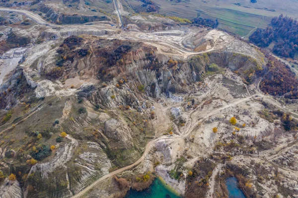 Paisagem Mineira Industrial Drone Vista Aérea Uma Mina Céu Aberto — Fotografia de Stock