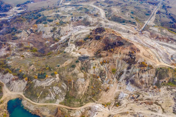 Paysage Minier Industriel Drone Vue Aérienne Une Mine Abandonnée Ciel — Photo