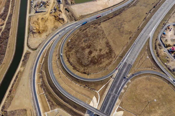 Vista aérea da intersecção rodoviária — Fotografia de Stock