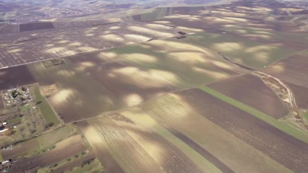 Bahar Kimyasal Gübre Ile Tarım Alanı Üzerinde Uçan Dron Havadan — Stok video