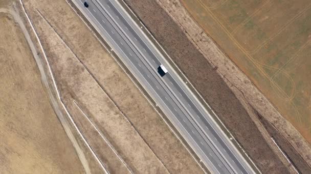 Aerea Vista Dall Alto Auto Camion Che Passano Autostrada Drone — Video Stock