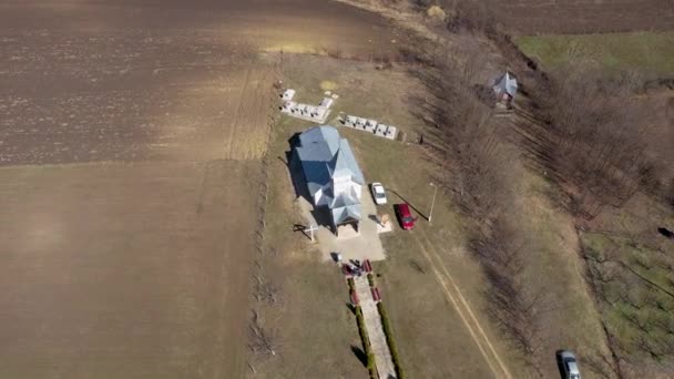 Vista Aérea Uma Igreja Por Drone Transilvânia Roménia — Vídeo de Stock