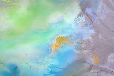 Bir bakır bir göl sel kimyasal kalıntıları havadan görünümü 