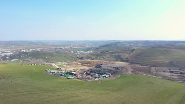 Aerial Top Drone Widok Dużego Stosu Śmieci Śmieci Zrzutu Składowania — Wideo stockowe