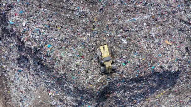 Aerial Top Drone View Large Garbage Pile Trash Dump Landfill — Stock Video