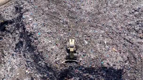 Vista Aérea Del Dron Superior Pila Basura Grande Basurero Vertedero — Vídeos de Stock